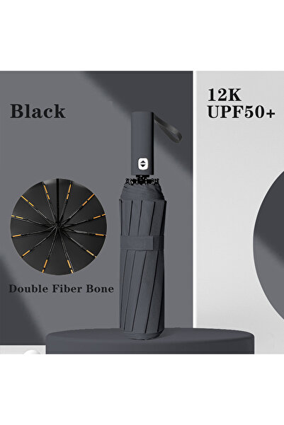 Choice Iron 12K black Travel Umbrella Compact Collapsible, Automatic, Strong ...