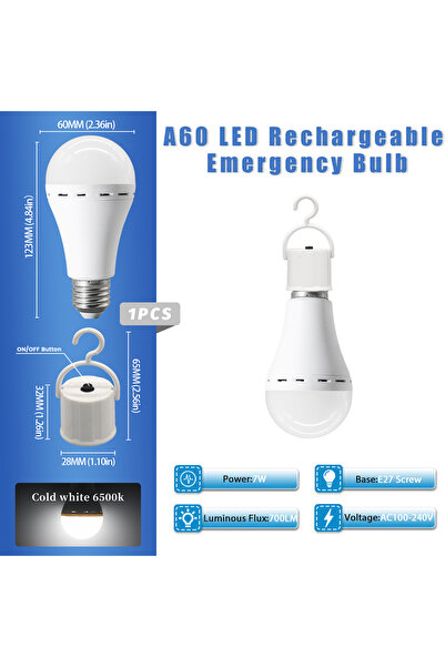 Choice AC100-240V 7W 1pcs 1-10PCS A60LED Rechargeable Bulb Light E27 7W Emerg...