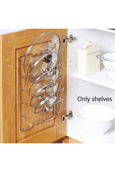 Choice Silver Multi Functional Wall Mounted Pot Lid Rack For Household Kitche...