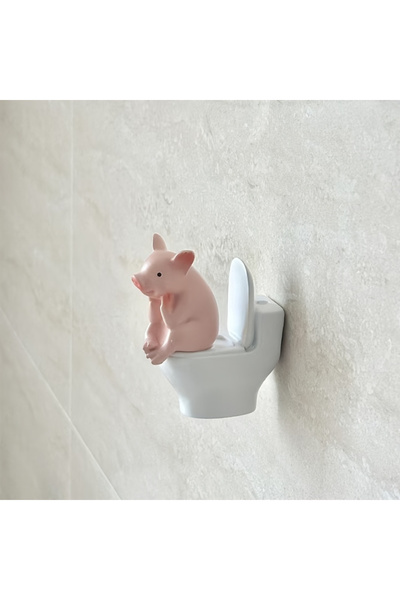 Choice Toilet Pig Cute Pig Sitting on Toilet — Pvc Bathroom Statue, Tabletop ...