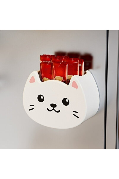 Choice WHITE New Cute Cartoon Soft and Adorable Cat Magnet Storage Box
