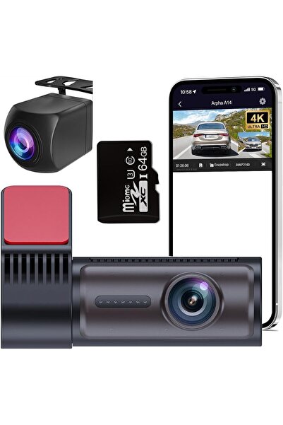 SYXUMLKLS كاميرا لوحة القيادة أمامية وخلفية، كاميرات سيارات بدقة 4K كاملة، تح...