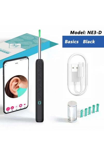 Choice Basics Black Visual Ear Wax Cleaner with Camera Safe Earwax Removal En...