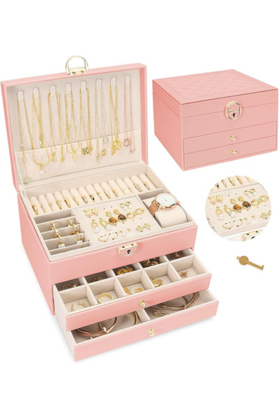 Generic Brand Jewelry box, women's box, jewelry organizer, pink