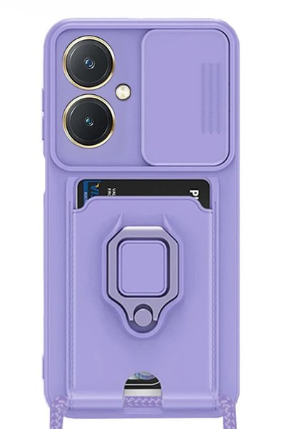 Generic Brand حافظة متوافقة مع هاتف Vivo Y27 من السيليكون مع حامل بطاقات زوما...