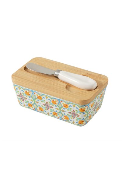 Generic Brand Ceramic Butter Dish with Lid and Knife, European Style Cheese Box