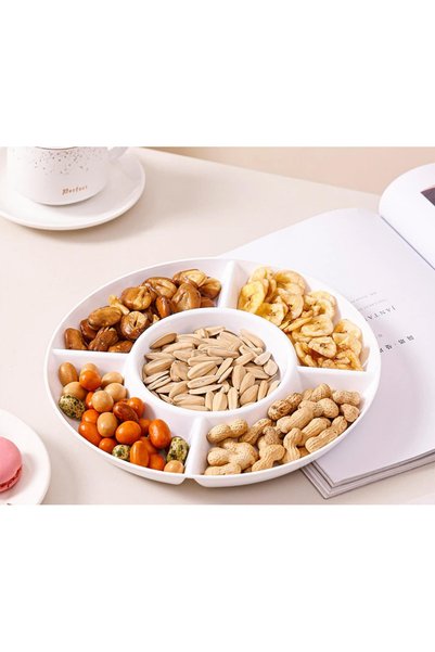 Generic Brand Round fruit bowl, snack box with compartments, 25 x 25 x 2.5 cm...