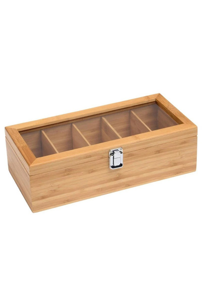 Generic Brand 5 compartment tea box, wooden box, storage box, Bamboo and wood