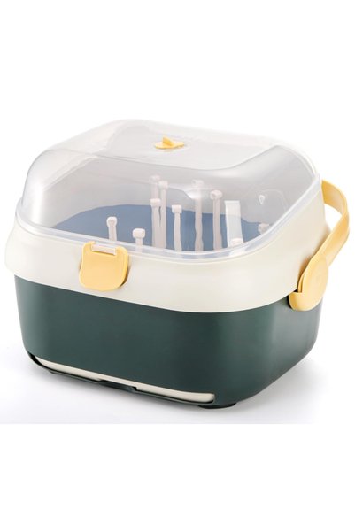 Generic Brand Baby bottle drying rack with lid, bottle organizer, PP, green