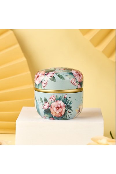 Generic Brand Round tea box, metal, vintage style, small container, 8.5 × 8.5...