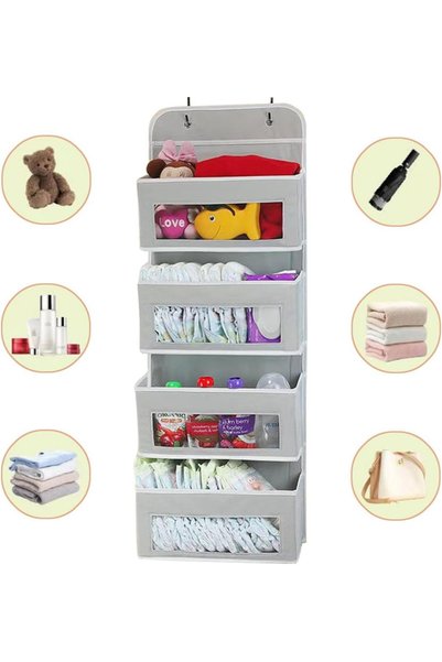 Generic Brand Foldable storage box with 4 compartments, wall, 32*11*98 cm, gray
