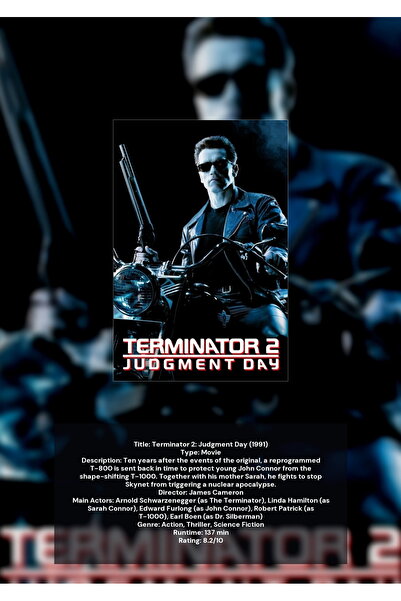 OEM Poster Infografic Terminator 2: Ziua Judecatii, Design Colectionari, Cart...