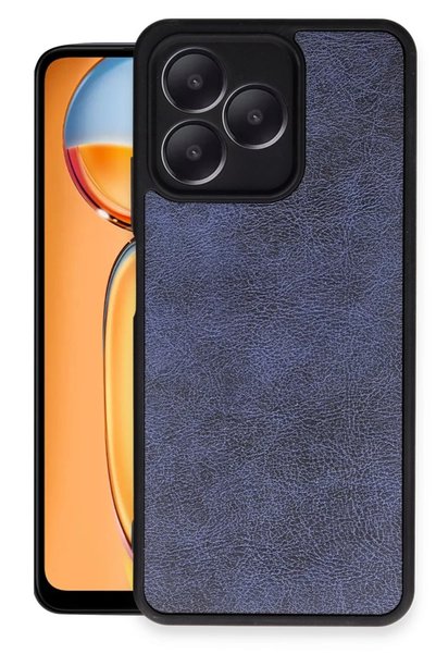 Bezos Realme Note 50 4g Compatible Case Aras Leather Cover - Navy Blue