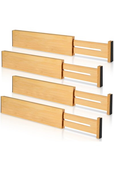 Generic Brand Set of 4 drawer dividers, adjustable, extendable, Bamboo , 32.5...