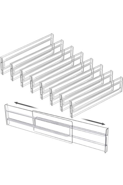 Generic Brand Set of 8 drawer dividers, transparent, organizer, 28×8×2 cm, PET