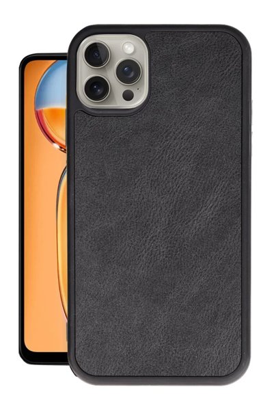 Generic Brand Apple iPhone 14 Pro Compatible Case Aras Leather Cover - Black