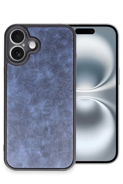 Generic Brand Apple iPhone 16 Plus Compatible Case Aras Leather Cover - Navy ...