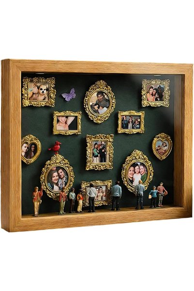Generic Brand DIY Mini Figurine Museum Set, Photo Frame, Vintage LED, 11 Gold...