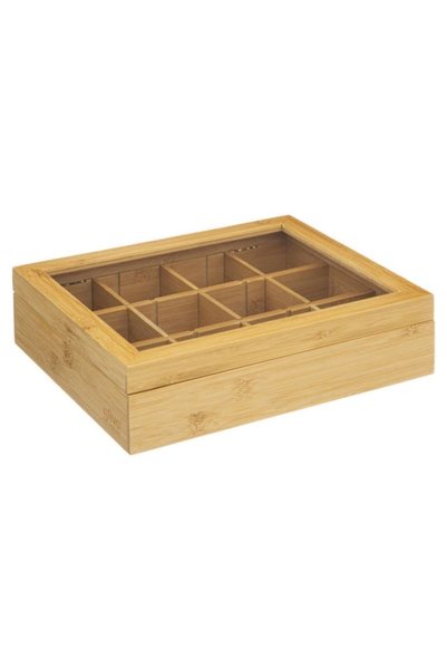 Generic Brand Bamboo tea box, 12 compartments, tea storage organizer