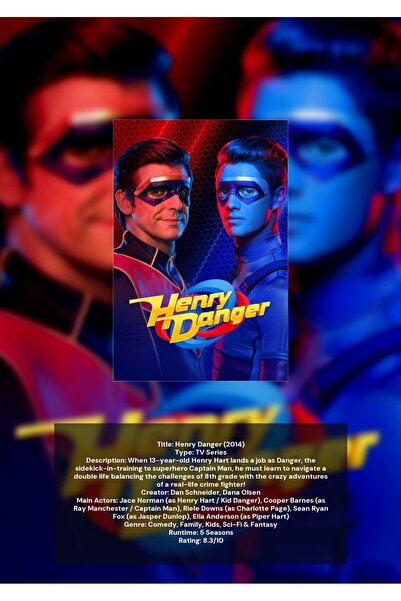OEM Инфографичен плакат Henry Danger, Декорация за стена за фенове, 250гр кар...