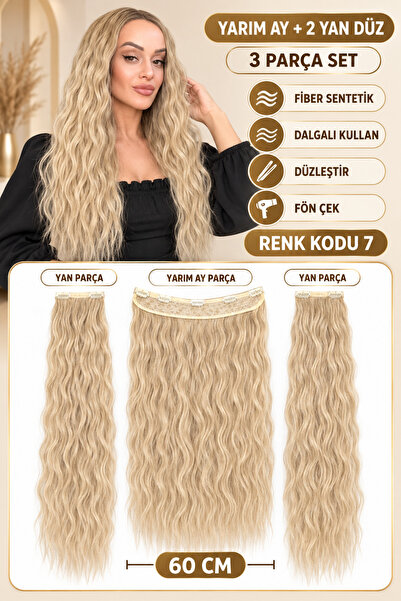 Suzan Peruk Yarımay Çıtçıt 3 parça tam set-Örgü Afro Dalgasına sahiptir-Çok y...