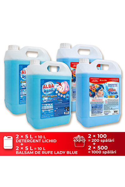 ALBA BASIC ΣΕΤ 4 X 5λτ / 2 x Υγρό απορρυπαντικό Rufe BLUE + 2 x Βάλσαμο ALBA ...