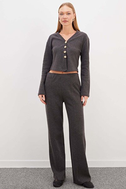 Fulla Moda Elastic Waist Knitwear Trousers