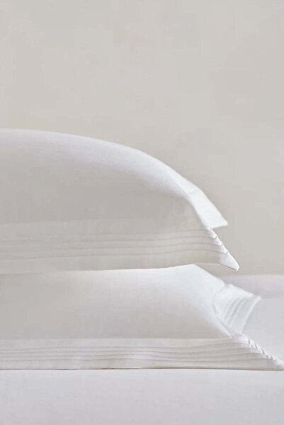 THE WHITE COMPANY غطاء وسادة فردي من قطن ريفا المصري - أبيض، قياسي 50 × 75 سم