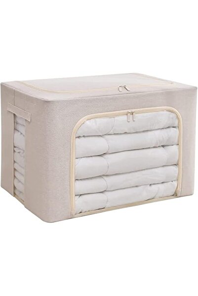 ALMEKAQUZ 66L Foldable Clothes Storage Box, Stackable Metal Frame Garment Sto...