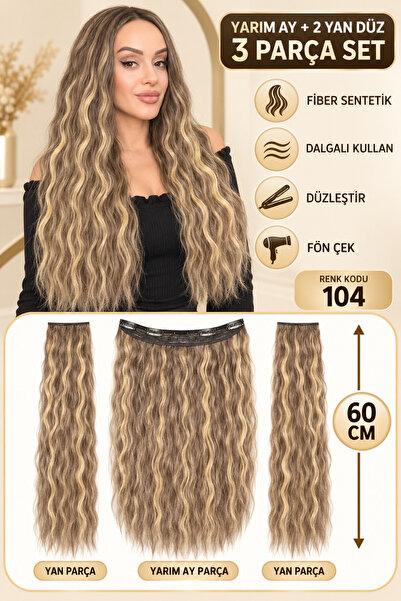 Suzan Peruk Yarımay Çıtçıt 3 parça tam set-Örgü Afro Dalgasına sahiptir-Çok y...