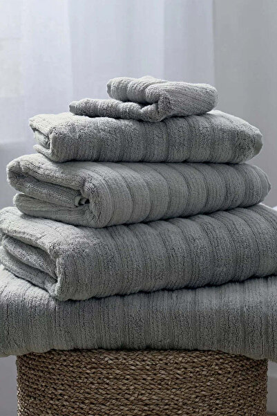 THE WHITE COMPANY منشفة حمام ريب هيدروكوتون 100% قطن - رمادي فاتح، 100 × 150 سم