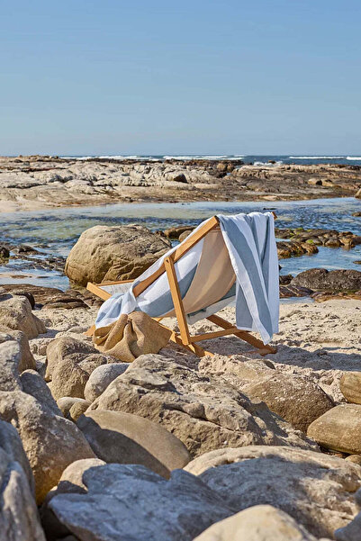THE WHITE COMPANY Tide Stripe 100% Cotton Beach Towel - White - Blue, 100 X 1...