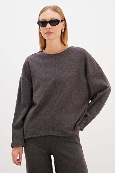 Fulla Moda Çimalı ležerna pletena bluza sa okruglim izrezom, Solun