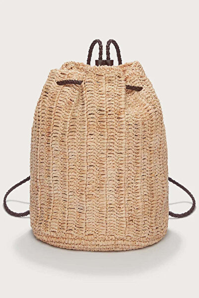 THE WHITE COMPANY Handwoven Raffia Straw Drawstring Duffle Women's Backpack -...
