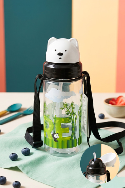 Kitchen Life 400 ml Sticla pentru copii, rezistenta la scurgeri, cu ursuleț d...