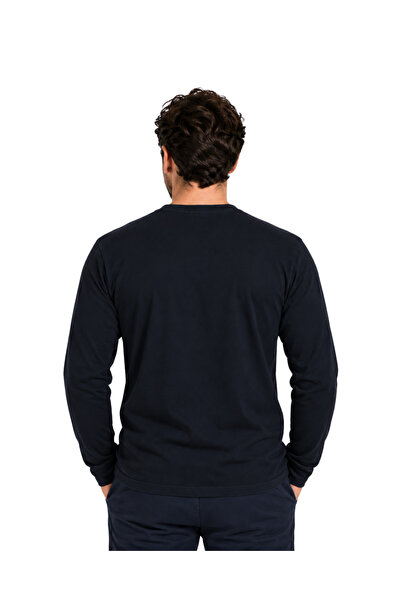 BattalModa Navy Blue Carew Long Sleeve T-Shirt M-L-Xl-2Xl