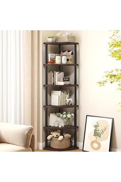 GENERAL Corner Shelf Organizer, Classic Corner Bookcase with Storage, Rustic ...