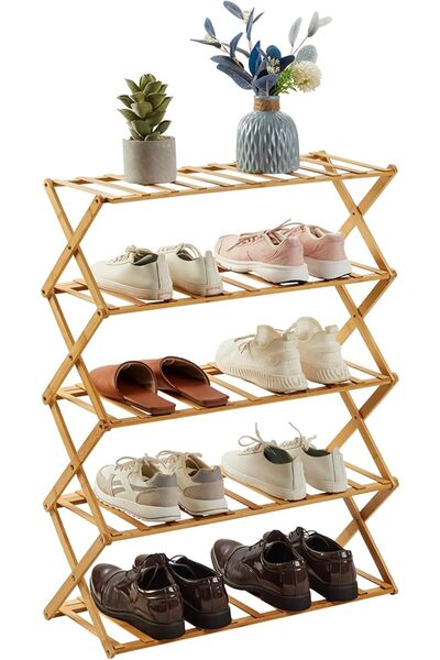 GENERAL Multi-Functional Freestanding Shoe Rack Bamboo Foldable Shoe Shelf St...