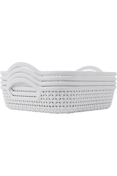 Lawazim Rectangular Storage Baskets Set - 4 Pieces, Grey | Decorative storage...