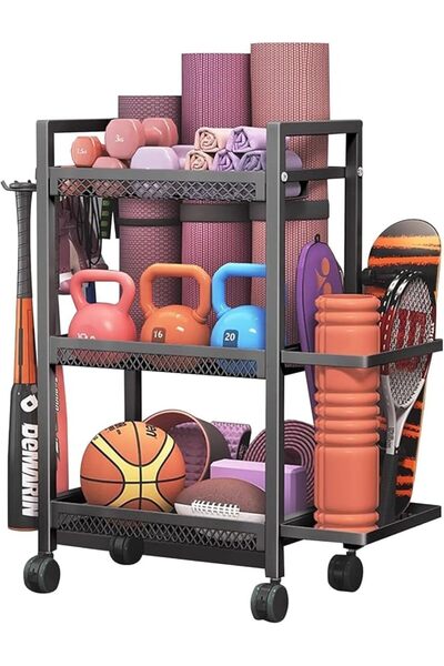 GENERAL Home Gym Storage,Gym Organizer,Yoga Mat Storage Rack for Dumbbells Ke...