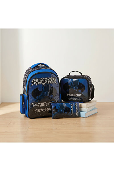 Batman Print 3-Piece School Bag Set for Boys 5-8 Years with Lunch Bag