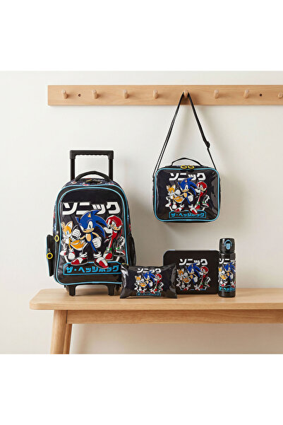 Sonic SEGA Print 5-Piece School Trolley Bag Set for Boys 5-8 Years with Lunch...