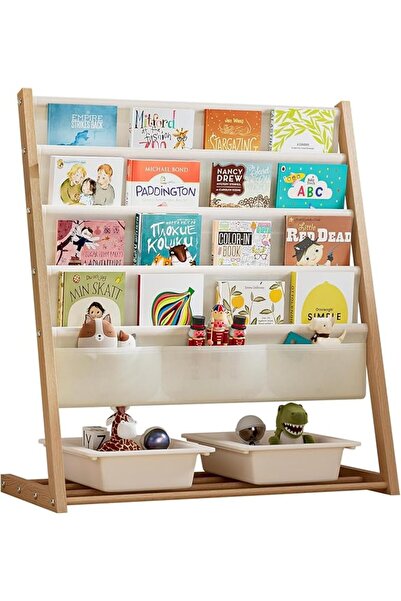 GENERAL Oasisgalor Kids Bookcase with Storage Pockets, 4-Tier Metal Bookshelf...