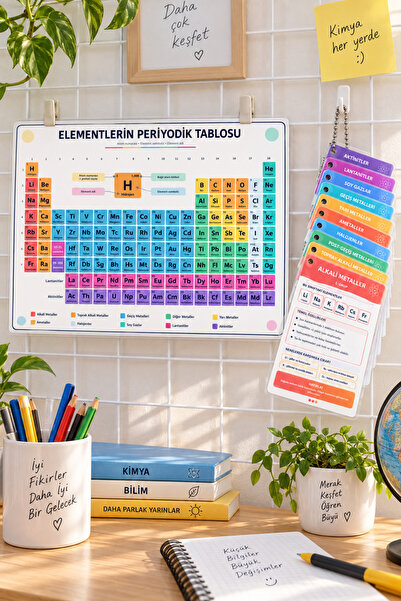 AlohamoraShop **Elementlerin Periyodik Tablosu Eğitim Seti – Laminasyonlu 21x...