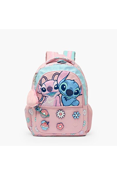 Disney Stitch Print Backpack for Girls 5-8 Years with Padded Straps - 16 inches