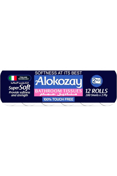 Alokozay Bathroom Tissue 200Sheets 2 Ply (12 Rolls Pack)