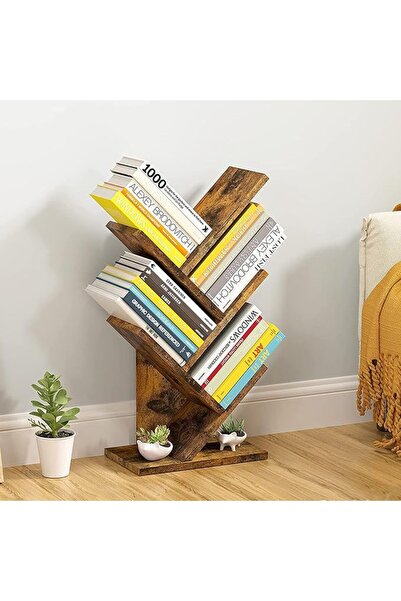GENERAL Hocuten 4-Tier Tree Design Bookshelf, Modern Freestanding Bookcase, O...