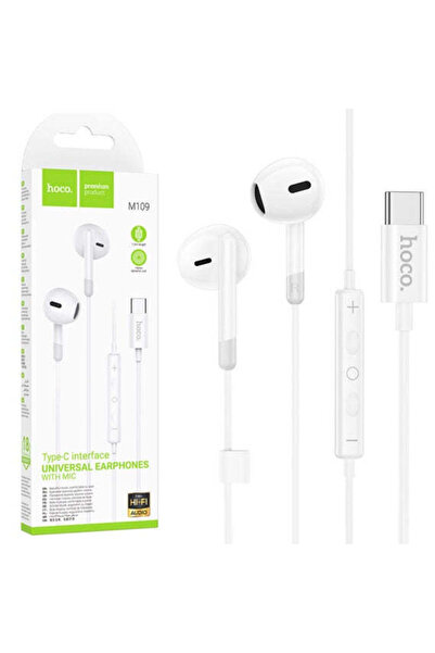 Hoco Wired Headphones M 109, In Ear, USB-C, 1.2 m, Mic & Volume Key, HiFi - W...