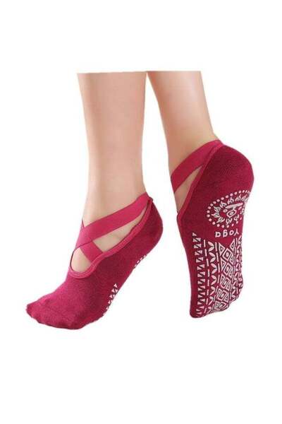 DubaiGallery Cross Strap Yoga Socks for Women, Non-Slip Pilates Grip Socks wi...