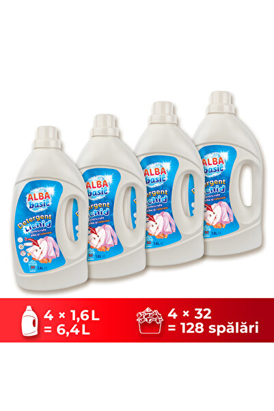 ALBA BASIC Συσκευασία 4 x 1,6 λίτρα Υγρό απορρυπαντικό για πλυντήριο ρούχων /...